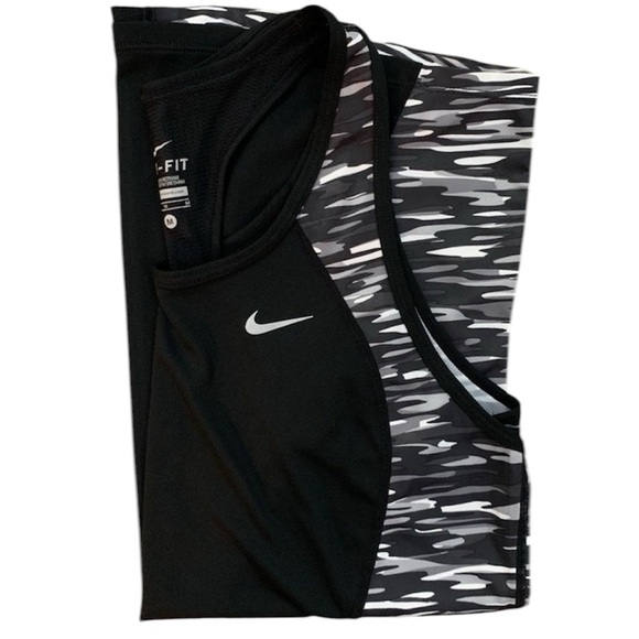 Nike Dri Fit Racerback Black White Camo Workout Athletic Tank Top Size Medium - Picture 6 of 8